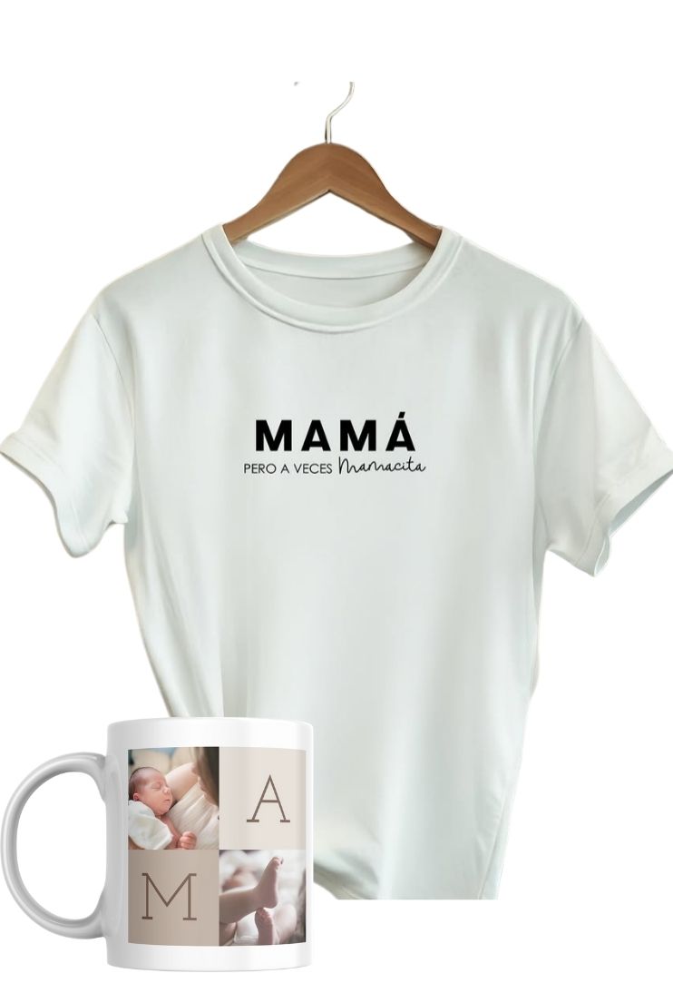 Remera Algodón Mamá con taza - Imagen 1